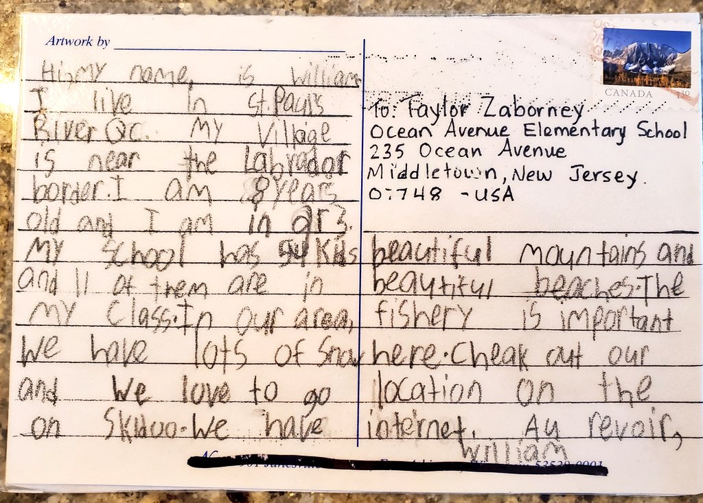Taylor Zaborney (@zaborneyt) on Twitter photo Even though we may not be in school, postcard exchange is still going on! Another card from Canada! #mtpspride <a href="/OceanAveSchool/">Ocean Ave Elementary</a> Even though we may not be in school, postcard exchange is still going on! Another card from Canada! #mtpspride <a href="/OceanAveSchool/">Ocean Ave Elementary</a>