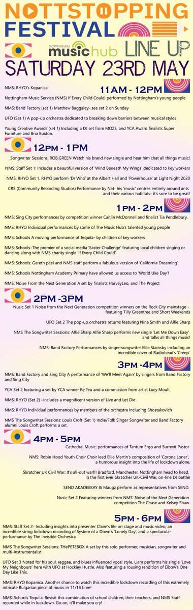 We can’t wait to be part of the <a href="/NottMusicHub/">Nottingham Music Hub</a> stage for <a href="/nottstopping/">Nottstopping Festival</a> festival this weekend, we have got some gorgeous recordings from the archives as well as some new pieces. Check out the line up below!