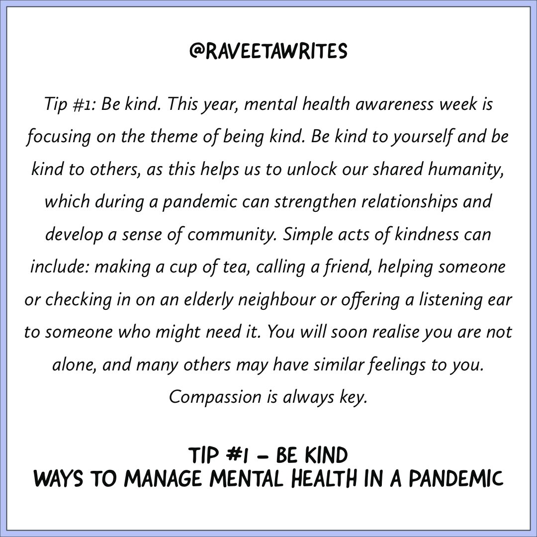 THREAD In a new blog, mental healthcare manager  @HarpSanghera26 shares five tips on how best to navigate our mental wellbeing whilst in lockdown. “The coronavirus pandemic is affecting us all, those with and without mental health problems. Life as we know it has changed.”