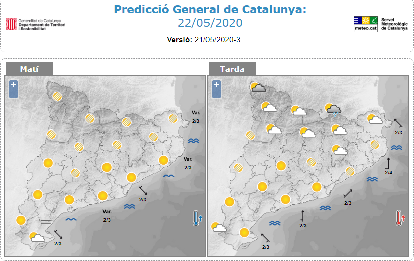 meteocat's tweet photo. Demà tindrem una jornada semblant a la d'avui, amb alta temperatura i possibilitat d'alguns ruixats al Pirineu durant la tarda. Tots els detalls, a: https://t.co/dvBoqBQmJb https://t.co/e5ayQKLSXV