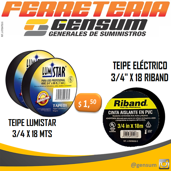 construdeco__'s tweet photo. #Teipe #Electrico #Lumistar y #Riband de 3/4" 18 mts.
_____
Estamos ubicados por la Don Julio Centeno de #Valencia frente a Oro Cauchos Láser del Big Low Center.
☎0241-8714851
Ventasgensum@gmail.com https://t.co/2euVULHOEd