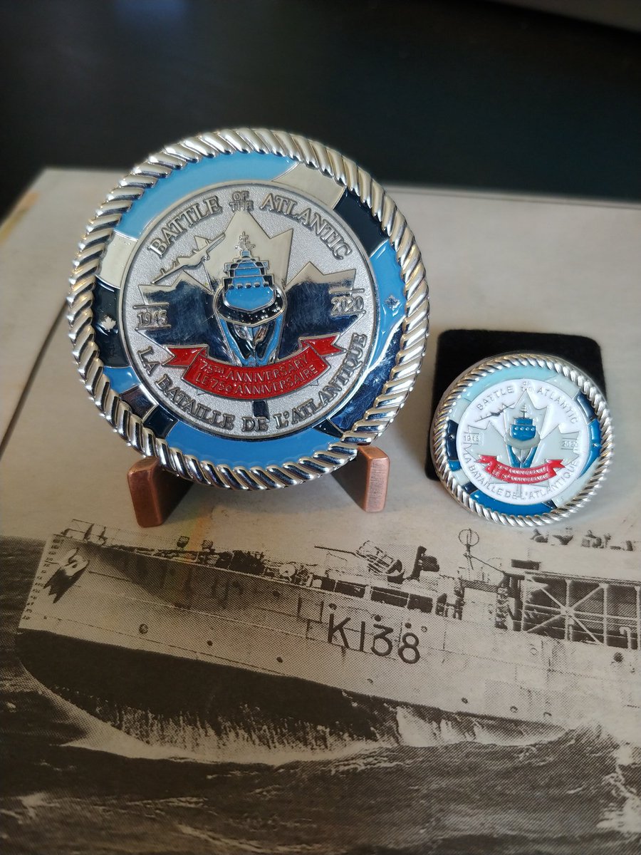 Look what I picked up at local CANEX store!!!  The coin and lapel pin look amazing.  Limited quantities.  A great continuing tangible tribute of remembrance to #BOA75 #RCNRemembers heroes past and present. Valiant Corvette in high seas is..?