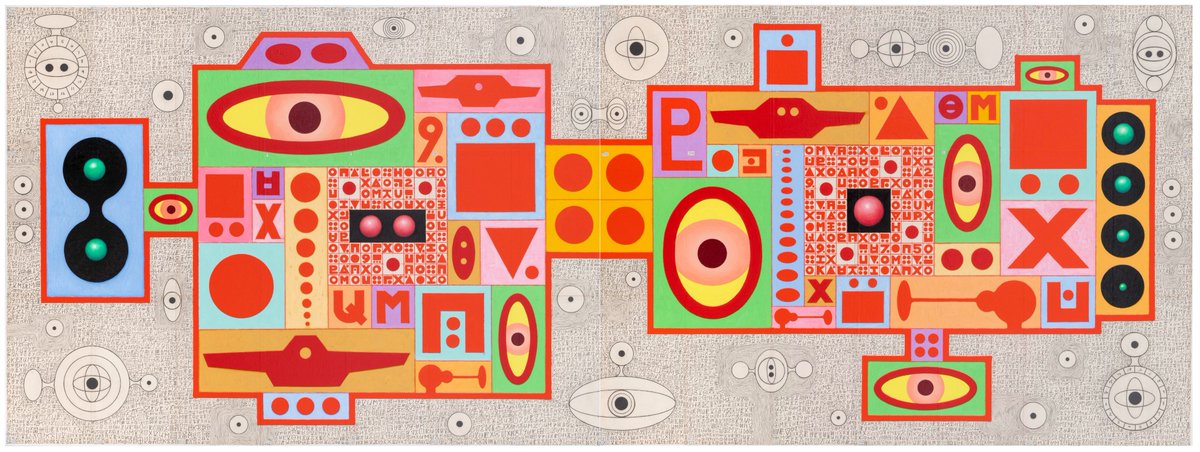 edlingallery's tweet photo. @karlajknight's paintings seem to tell a story will likely never be fully known, only partially comprehended like an overheard conversation. See her exhibition on @artsy: https://t.co/tRwaT4yRJ2

#KarlaKnight
Double Space (OUM-21), 2019
Oil, flashe &amp; graphite on linen
41 x 110 in https://t.co/Fb0BcOcvSs