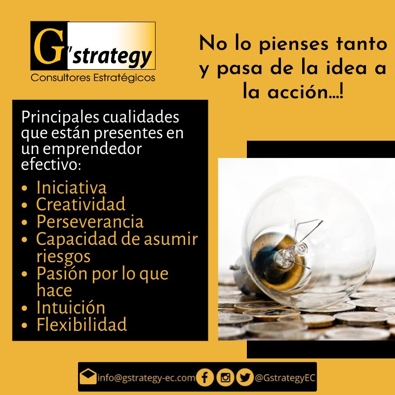 GstrategyEC's tweet photo. No lo pienses tanto y pasa de la idea a la acción ...!!! Te asesoramos en tu emprendimiento @gstrategyec @_soga https://t.co/HsGdjPJ6jO