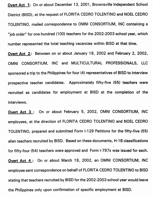 The whole case is now: school districts interviewed applicants and agreed to hire them, but they say they backed out and the Tolentinos didn't withdraw the H1-B applications.BTW, this claim conveniently gets the districts off the hook for paying to send the teachers back. /10