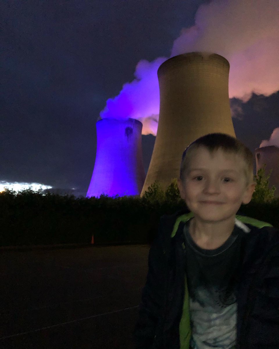 deniseashaw's tweet photo. My son Farren-Drax power stations biggest fan. Loves visiting the blue cooling tower 💙
 #Draxpower #draxpowerstation #bluecoolingtower #nhs #NHSThankYou https://t.co/4olWLSAK92