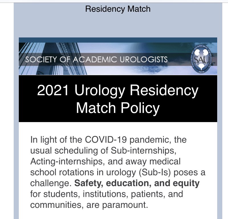 SAU just announced new match timeline, synchronized release of interviews and acceptance, no visiting subinternships, all virtual interviews. Tune in to the webinar for details 5/27 8pm EST
