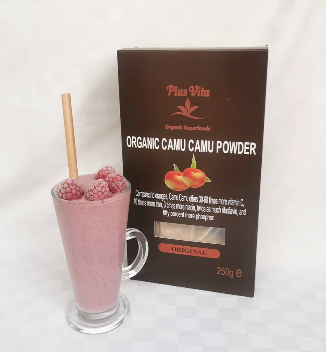 CamuCamu &amp; Raspberry smoothie - full of vitamins, iron &amp; antioxidants!

CamuCamu has 30 to 60 times more Vit C &amp; 10 times more iron than orange.www.piusvitasuperfoods.com

#vegan #smoothies #life
#veganrecipes #healthy #goodlife #healthydrink #summer #drinks #health #organicfoods #I