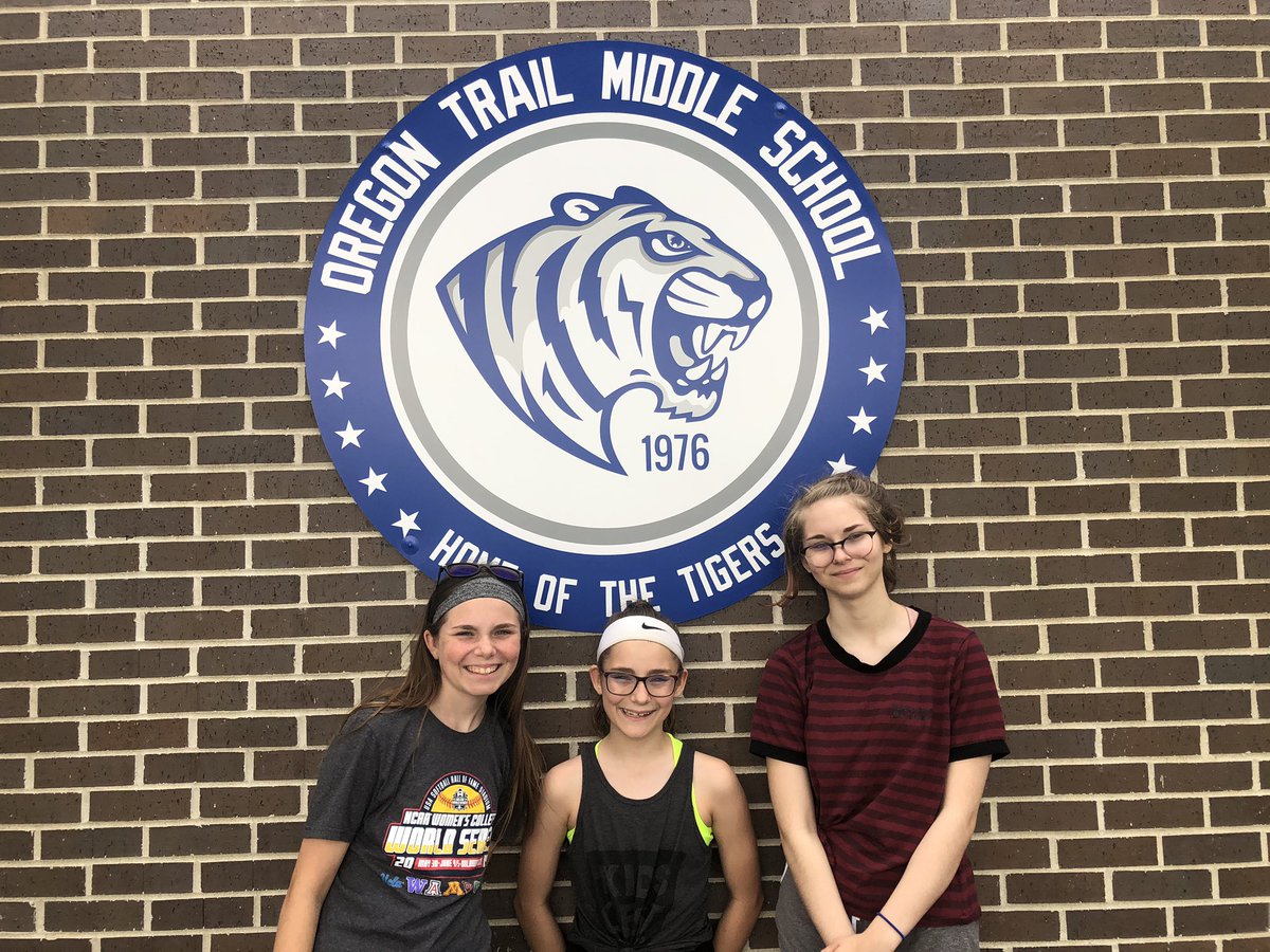 One tiger headed to high school, one new tiger headed into OT and one happy for another year there. 💙🐯 <a href="/OTMSTigerPride/">Oregon Trail Middle School</a>