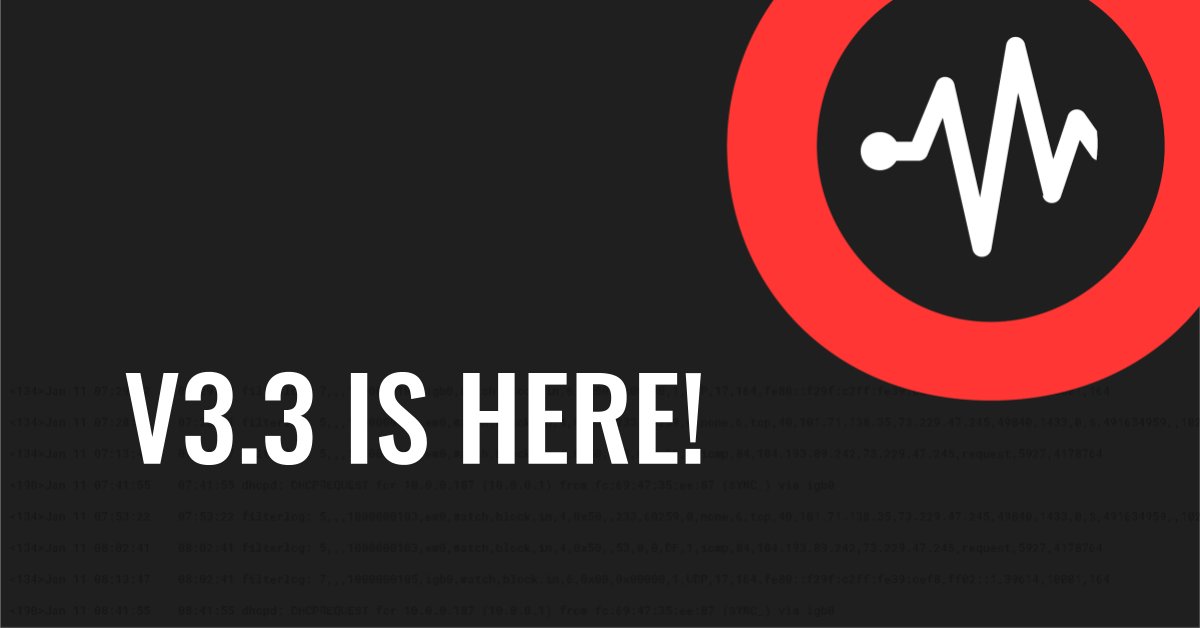 graylog2's tweet photo. Announcing Graylog v3.3! 🎉🎉🎉

This release includes enhancements to search, alerts &amp; audit events, &amp; new additions like an input for Okta Log Events &amp; Elasticsearch disk space notifications.

More info 👉https://t.co/DIhHcS69LT

#infosec #cybersecurity #security https://t.co/Vp1rPPFAvX