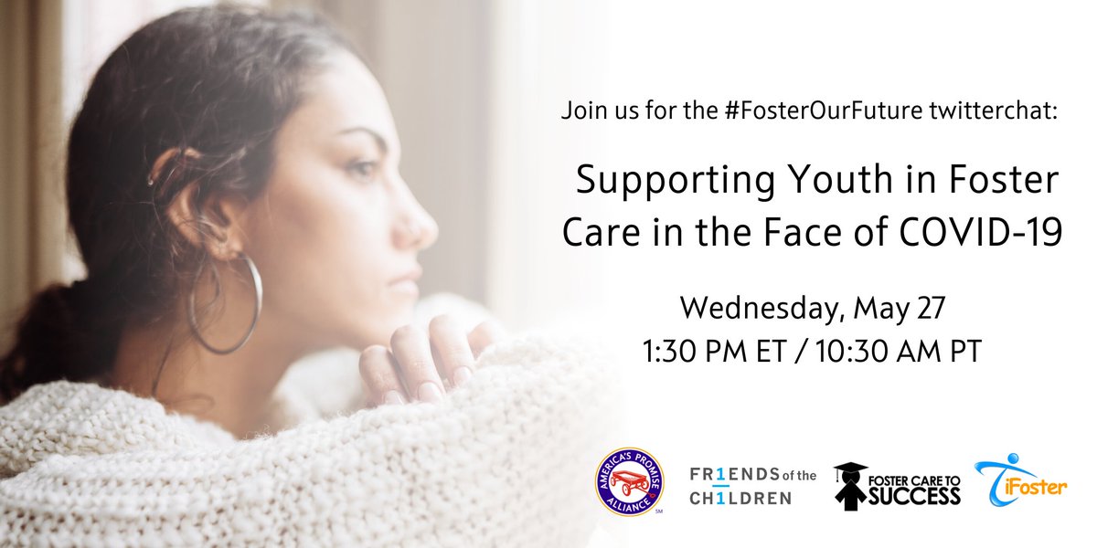 In honor of #NationalFosterCareMonth, we’re joining with <a href="/FriendsNational/">Friends of the Children</a>, <a href="/FC2Success/">FC2Success</a> &amp; <a href="/ifosterorg/">iFoster</a> for a #FosterOurFuture Twitterchat on May 27 to discuss the ways youth in foster care need additional supports as a result of #COVID19.