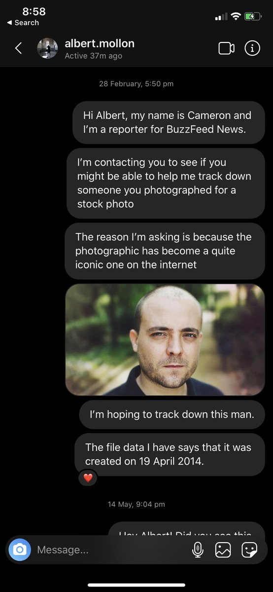 All it took was a quick Google to track Mollon down. His name returned a hit for other stock photos he had on Getty Images which made me confident he was the guy.I found his Instagram. So I sent him a message asking for more details. And then I waited.