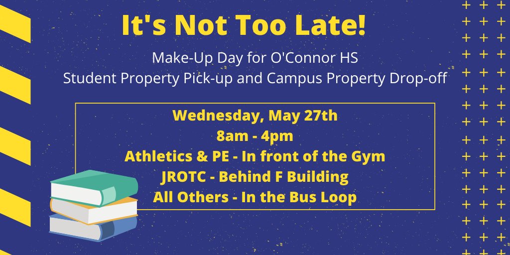 Textbooks, library books, uniforms, equipment...we'll take it all! And there's only 2 more opportunities to claim your locker contents until after June.  Please come through on Wednesday OC Panthers!