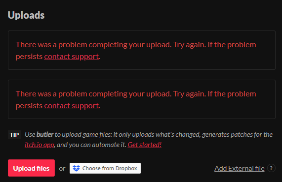 dorumeka's tweet photo. @itchio Can't upload a new project. What's going on? https://t.co/WFHVHY9fDV