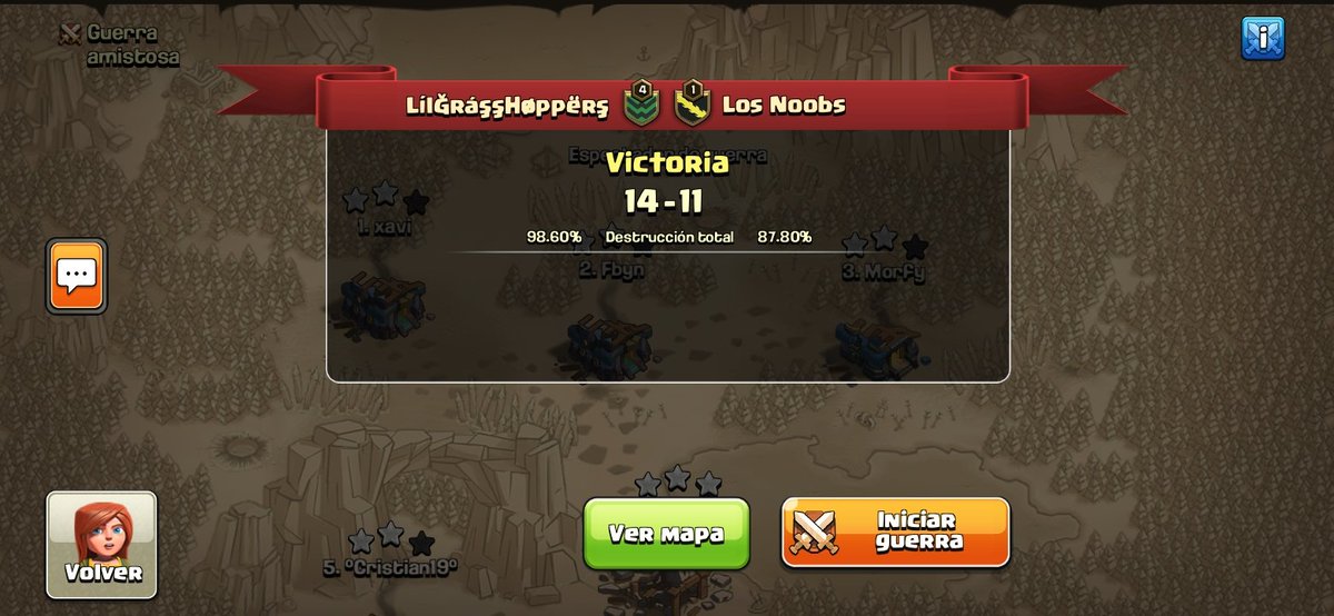 Lil_GrassH's tweet photo. Excelente guerra equipo en
⚔️Torneo @reinasyreyescoc⚔️
#LílĞráşşHøppërş 🆚 #LosNoobs
Thanks for ❤️ and 🔁
Together we're a plague
#UpGrassHoppers 🦗💚
#QuedateEnCasa https://t.co/NMTNPlgdOo