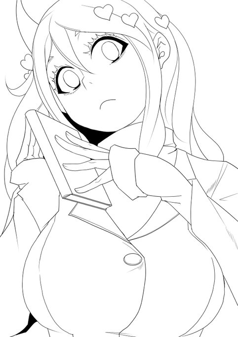 寝れないんで線画書いちゃったわ 