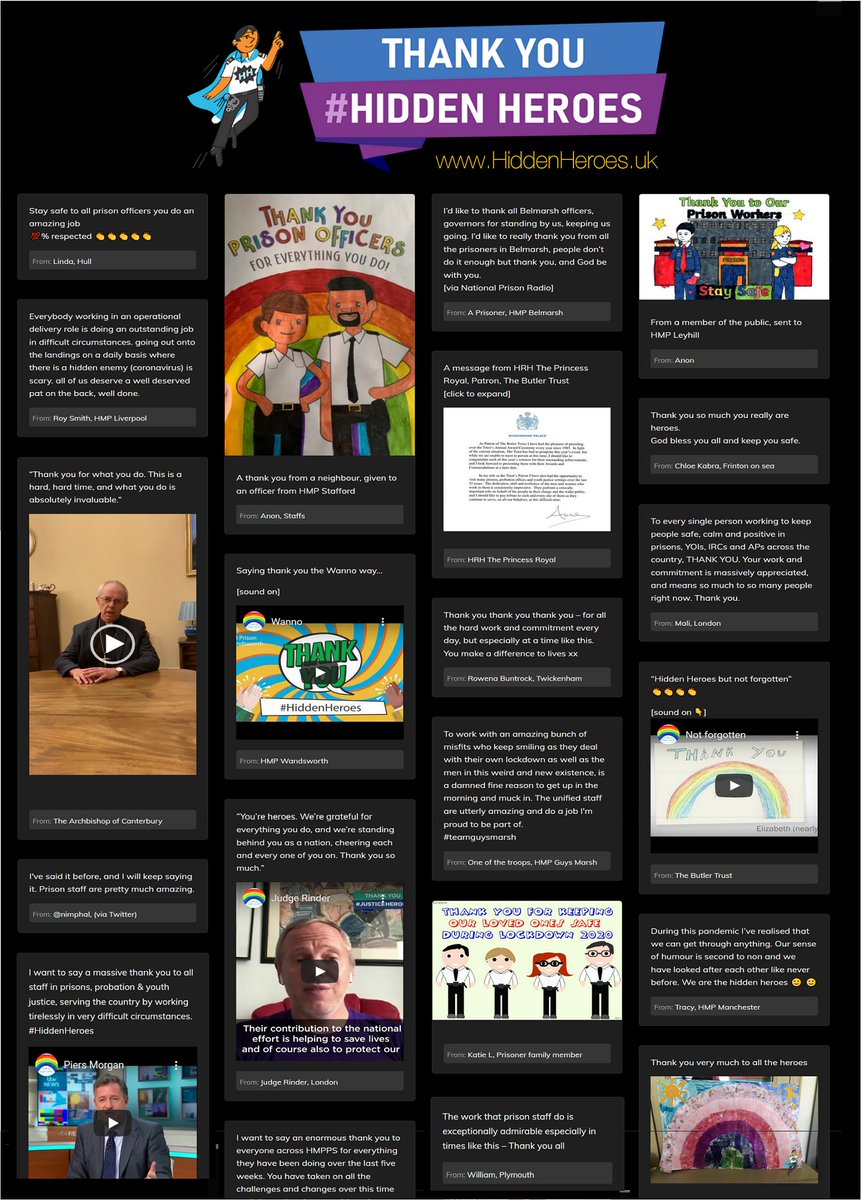 SimonJShepherd's tweet photo. The #HiddenHeroes in our prisons, IRCs, probation and youth justice services may sometimes feel forgotten, but the 100s of messages of support on https://t.co/odJIXwmxY2 - from public figures, colleagues, prisoners and the public - say otherwise.
#HiddenButNotForgotten
πππ https://t.co/IdKrBJJSlA
