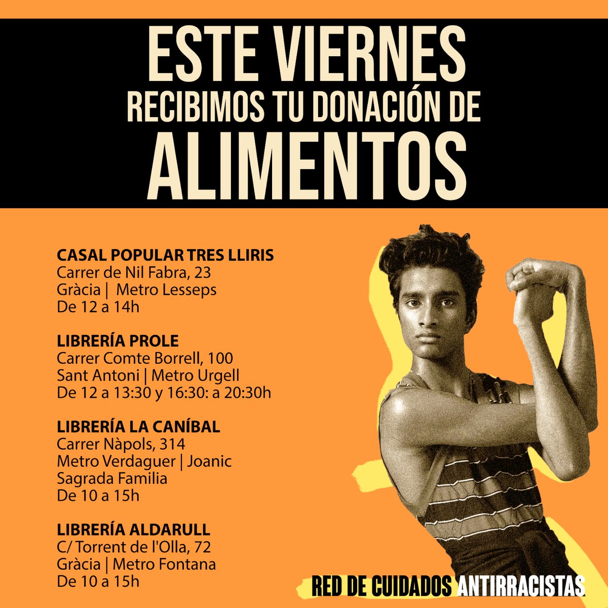 Red de Cuidados Antirracistas ✊🏾🖤🏠🌿🌈
Este VIERNES en CP Tres Lliris, prole, Llibreria La caníbal, Aldarull Llibreria y La Raposa del Poble Sec
facebook.com/redcuidadosbar…

@Ed_Aldarull  @LaRaposaPobleSc , <a href="/lacanibalpiula/">Llibreria La caníbal</a> , <a href="/CPTresLliris/">CPTresLliris</a> @libreriaprole
