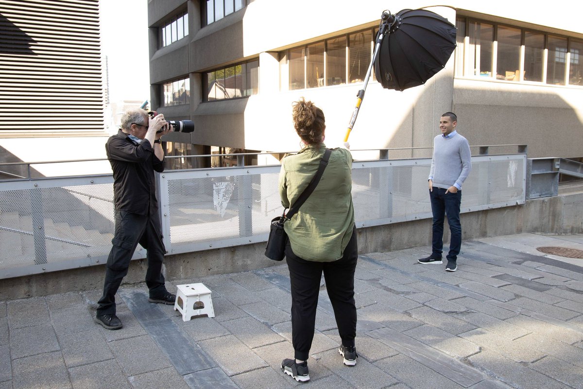 owenegan's tweet photo. Here's Joni and Owen doing a portrait of Jeremy Levett, Founder and CEO of Stenoa yesterday on campus. 

Jeremy got a professional headshot, and we learned some cool stuff about Stenoa's machine-learning algorithms. 

#mcgill #mcgillmed #mcgillalumni https://t.co/ZvmrqIxeCj
