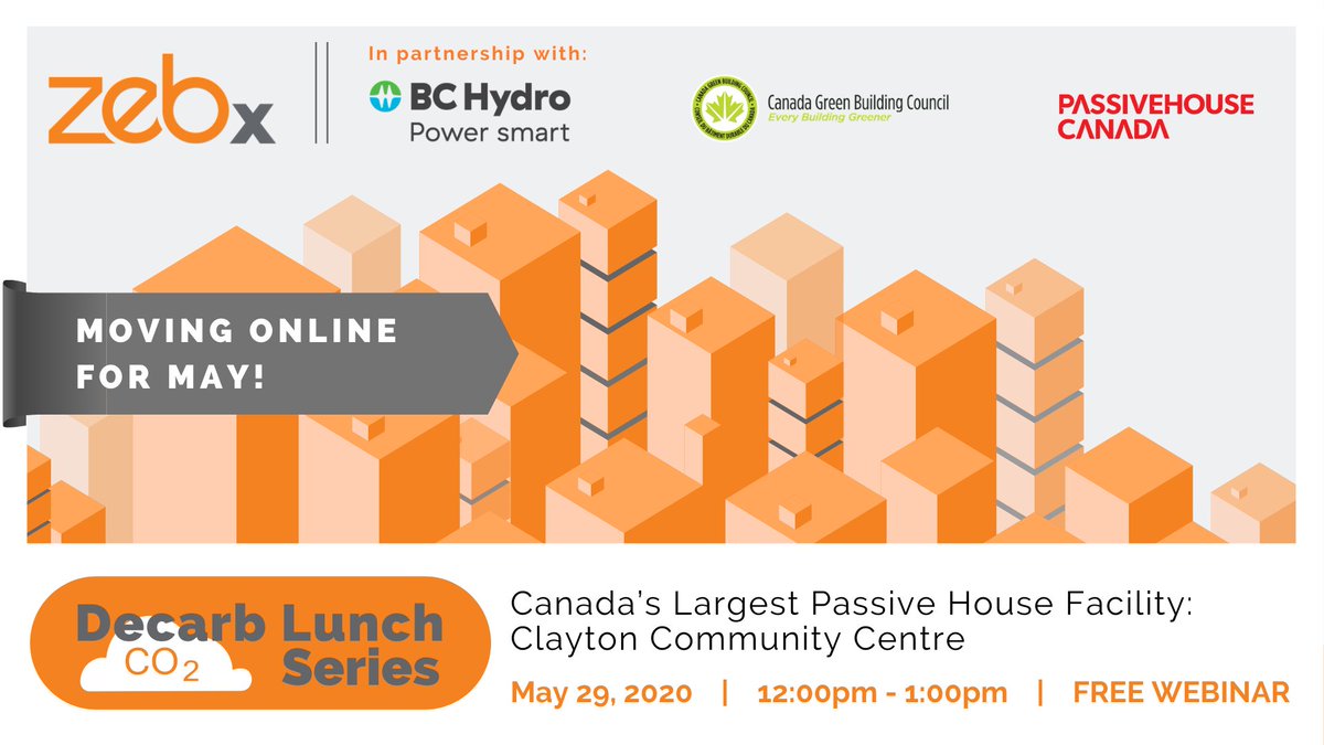 ZEBxchange's tweet photo. Join us May 29 at our Decarb Lunch, where the Clayton Community Centre project team will discuss heating/cooling, ventilation and envelope. Have questions on the project? Tweet them to @ZEBxchange using #decarblunch and our panel will answer them live! https://t.co/KtfroyBYyY https://t.co/5oDEGfyKLz