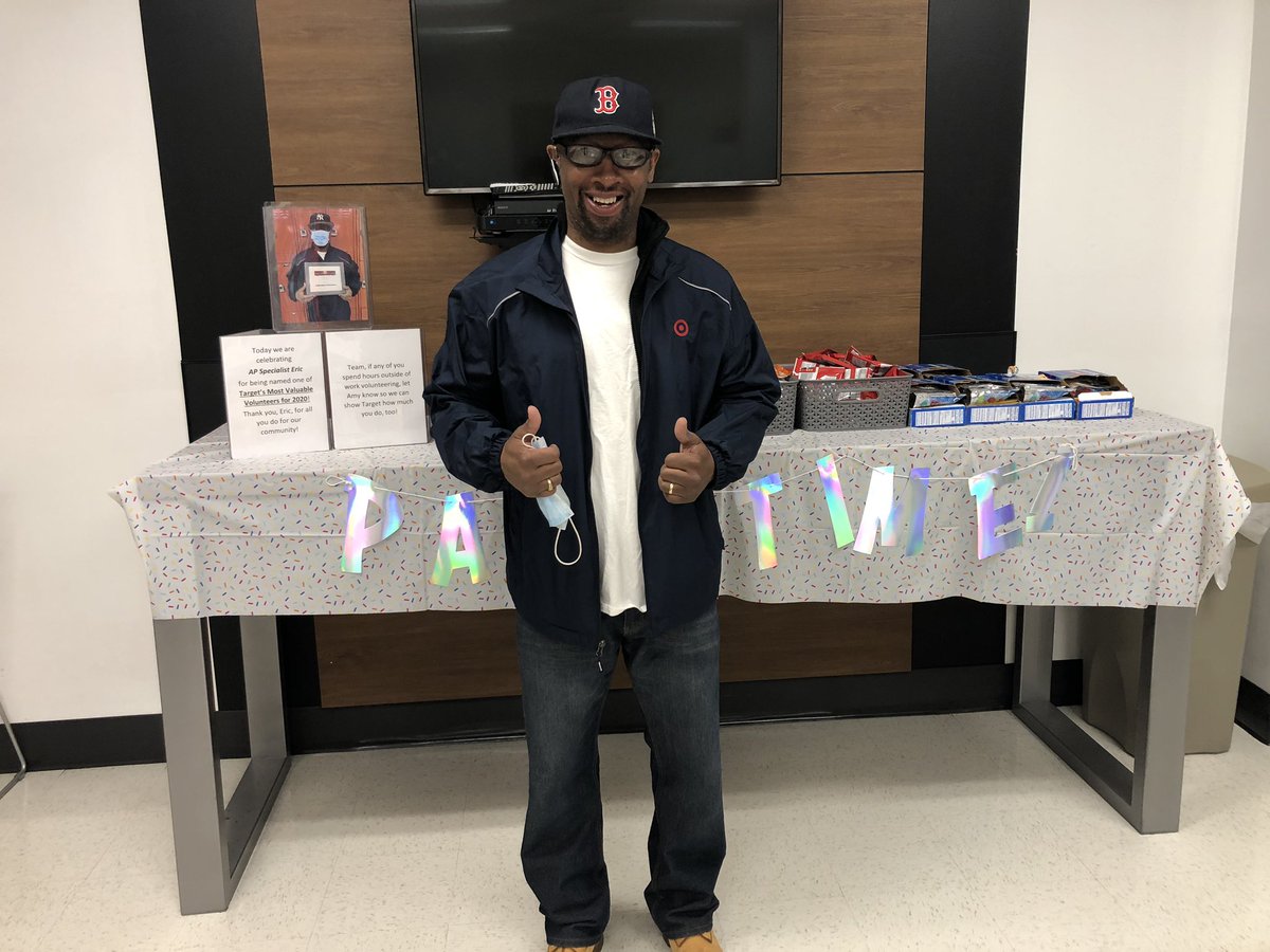 Aim4theTarget's tweet image. It’s party time! Our APS Eric has been named one of Target’s Most Valuable Volunteers of 2020! Today, we celebrate him 🥳🎉 Thank you for serving our community in and out of our store! @joe_hocking1 @DavePFromTarget @Puneet_Math