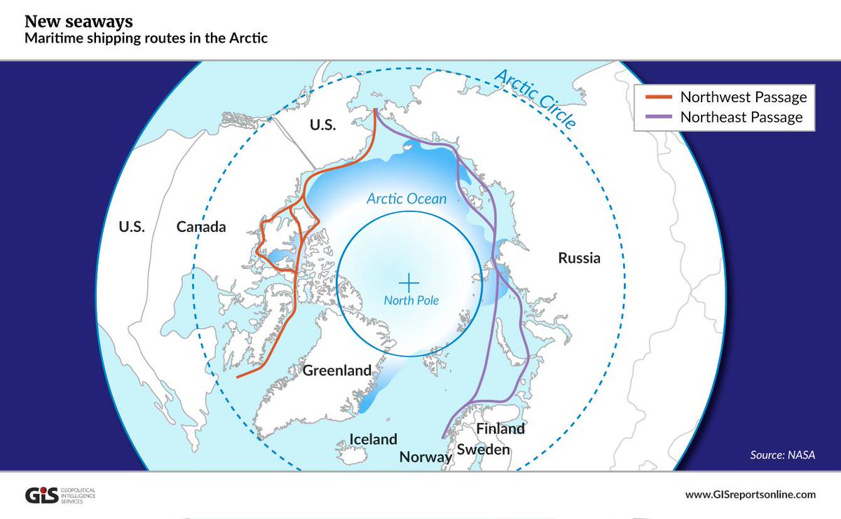 GIS_Reports's tweet photo. Sea traffic in the Arctic is poised to rise sharply now that new routes are opening, says @EmmaHadrovic in her latest report. https://t.co/u5vyd7gHce

#Arctic #ArcticCouncil #ArcticOcean #NorthPole #climate #diplomacy #naturalresources #trade #shipping #Canada #UnitedStates https://t.co/HHvhXBn3S2