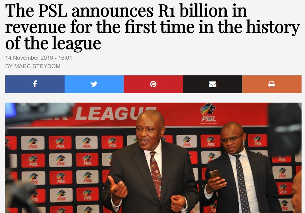 From a revenue perspective, I'm sure you all remember Dr Khoza raving about how the league had generated R1 billion in revenue for the first time ever last year. While that was great, just R65k in net profit is worrying. In the next tweet is where things start looking bad.