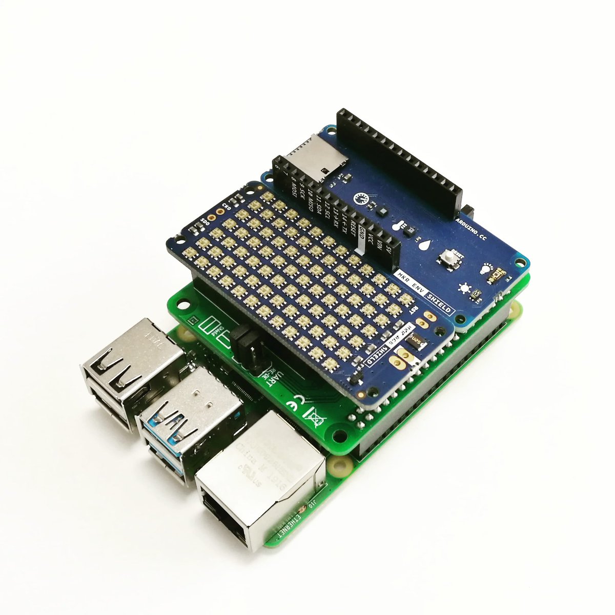HWHardsoft's tweet photo. Raspberry Pi with new Raspberry Pi Arduino MKR Bridge HAT, MKR ENV shield and MKR RGB shield

https://t.co/CViFPQDyVB

#raspberryhat #raspberrypi #arduinoproject #arduinoshield #arduinomkr #arduino #electronicproject #electronickit #ledmatrix https://t.co/kVIqOF7cXR