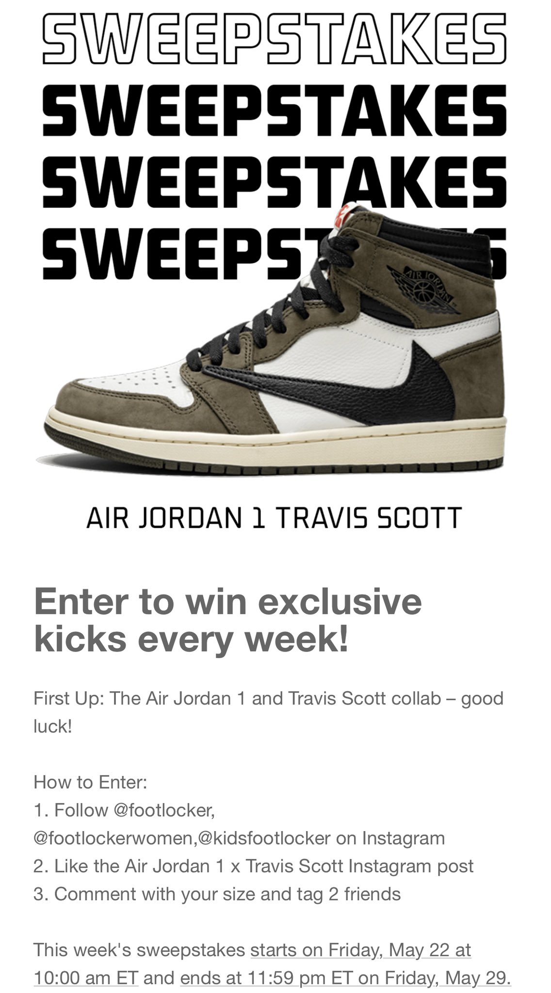 jordan 1 travis scott footlocker