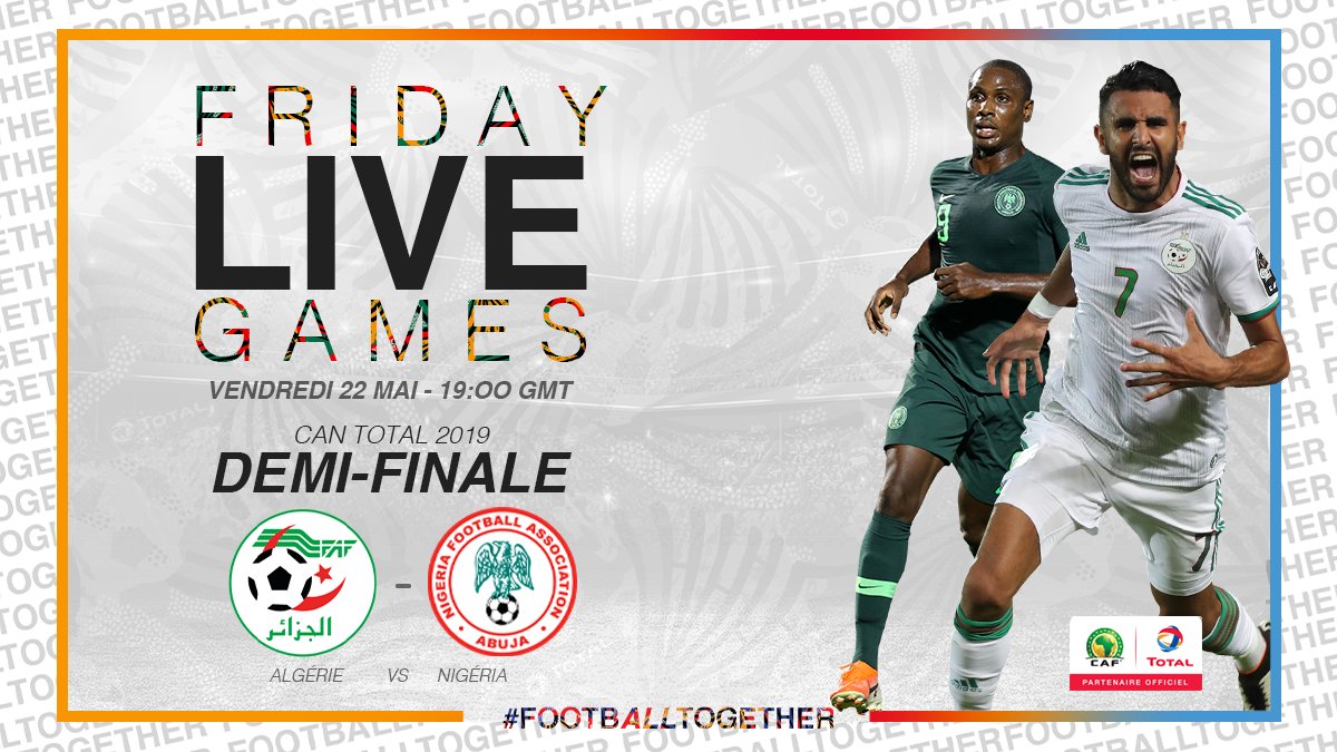 Football2Gether's tweet photo. #FridayLiveGame
Ce vendredi 22 mai ร 19h00 GMT, cap sur Le Caire avec la ยฝ finale de la CAN Total 2019 entre @LesVerts ๐ฉ๐ฟ et @thenff ๐ณ๐ฌ
๐ Voici le lien pour revivre le match sur notre Facebook Live : https://t.co/1HjoZbnZD7
#FootballTogether https://t.co/h2pU4OU1qY