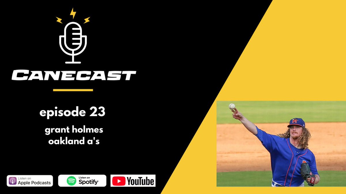 Ep 23 of <a href="/canecastshow/">CaneCast Show</a> is LIVE with <a href="/Athletics/">Athletics</a> RHP <a href="/GHolmes_14/">Grant Holmes</a> &amp; <a href="/jamieVELOevans/">JamieVeloEvans</a> of <a href="/TheCanesBB/">Canes Baseball</a> 

📺 bit.ly/canecast

📱 apple.co/2JuUe6H

🎧 spoti.fi/340gOgT