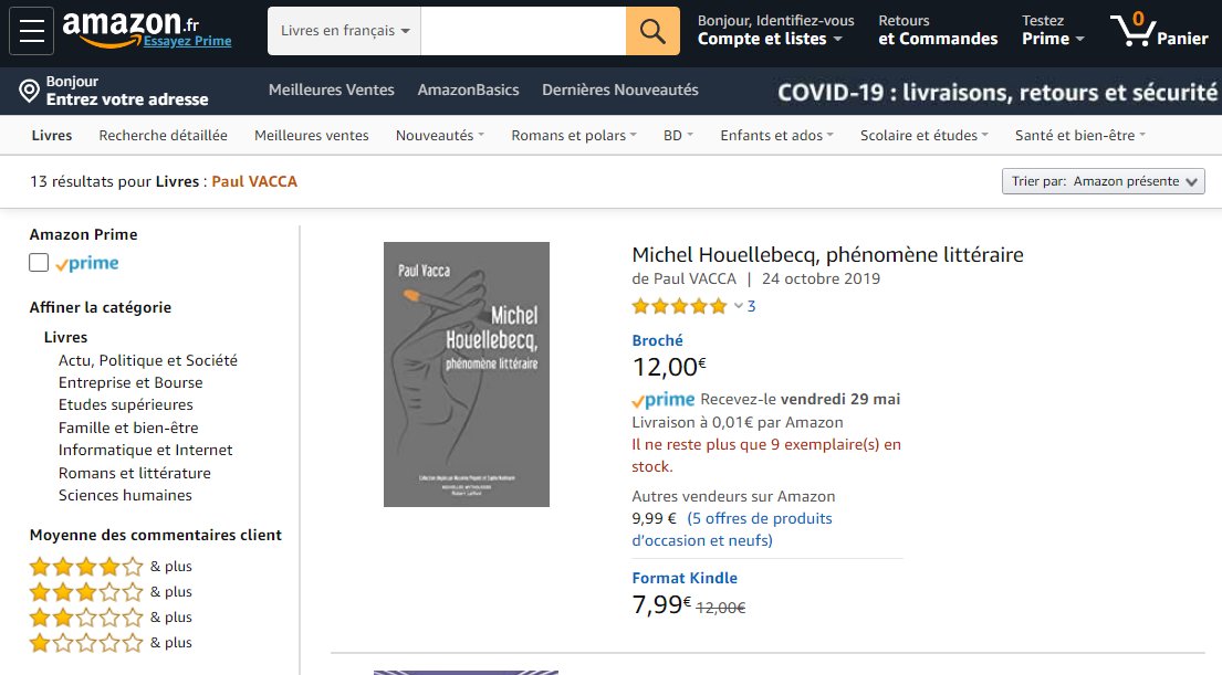 Car, bien évidemment, les livres de Paul Vacca sont en vente sur  #Amazon !Après tout, ce n'est pas parce qu'on crache dans la soupe qu'on n'a pas le droit aussi... d'y manger.
