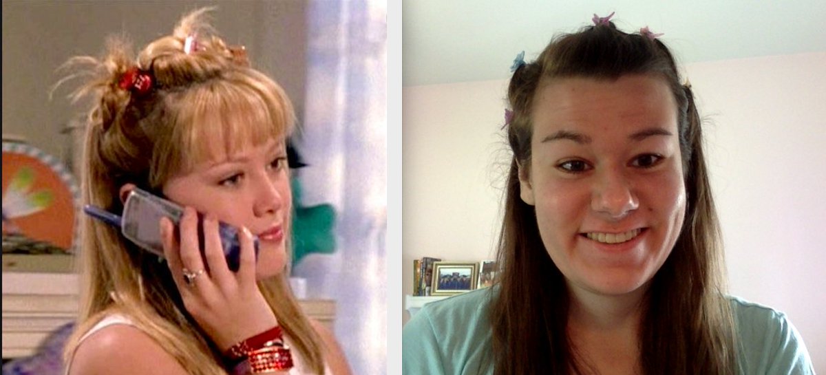 I channeled my inner Lizzie McGuire for Crazy Hair Day today.  Who wore it better? 🤣 <a href="/DrydenSchool/">Dryden School</a>