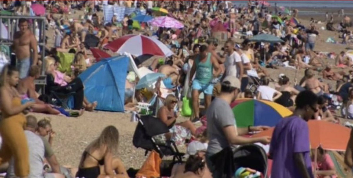 wolfmangaz's tweet photo. I wonder how many people in this pic at Southend beach are now clapping for the NHS😡shame on you all. https://t.co/IU5GFb5CSC