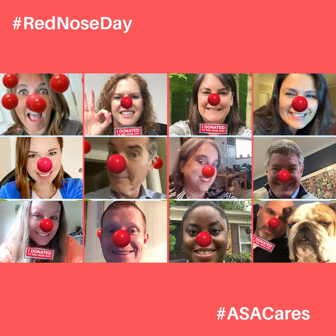 StaffingTweets's tweet photo. Happy #RedNoseDay! ASA staff are in spirit of silliness. :) Members: Tweet photos of your staffing wearing their digital noses using #ASACares. We’ll make a donation to Comic Relief in name of #staffing agency w/most photos &amp; engagements https://t.co/wQ5oJOQUGo https://t.co/Djab8QOvGS