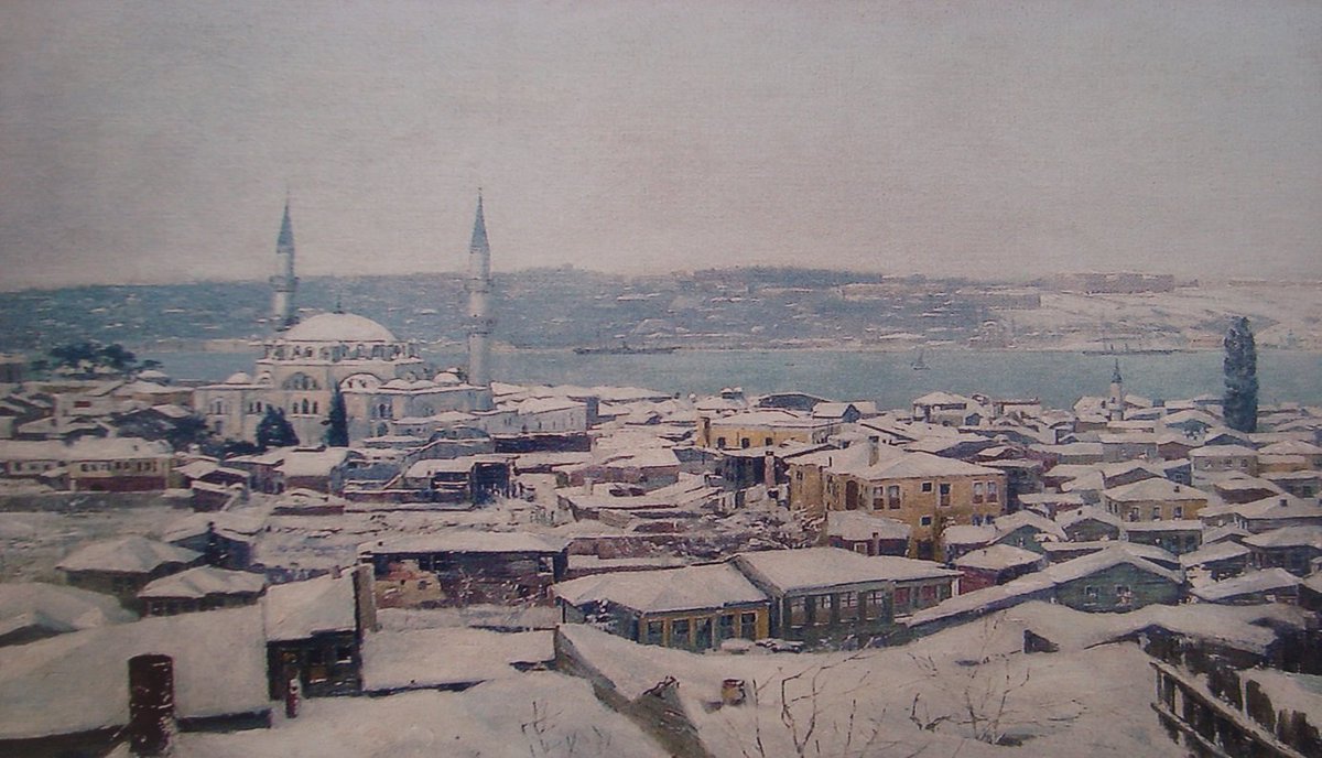 Hoca Ali Rıza'nın fırçasından "Üsküdar'da Kış" tablosu.