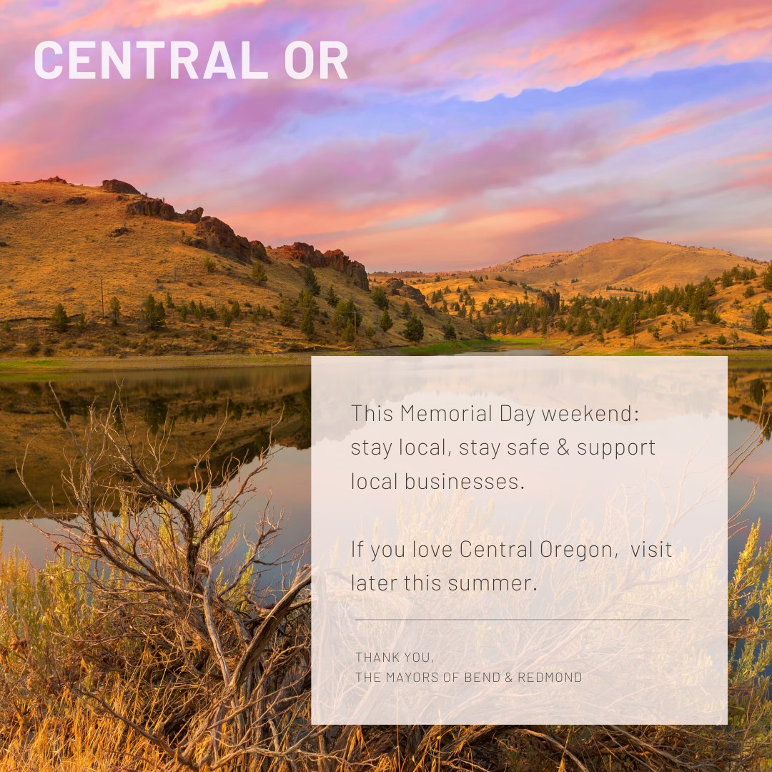 OregonGovBrown's tweet photo. Please enjoy this Memorial Day Weekend close to home. Phase I counties worked hard to prepare their health systems for reopening and need to proceed with caution. Today, I joined 26 mayors from across Oregon in asking you to please be a good neighbor by keeping it local. https://t.co/PHBwZKfPOu