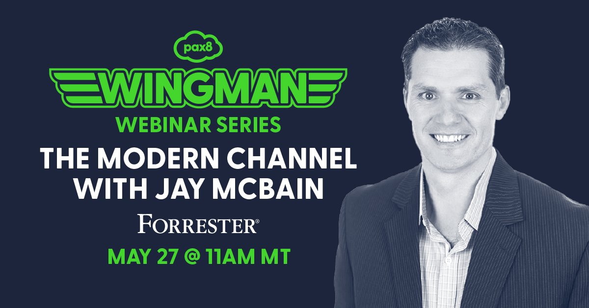 pax8's tweet photo. Uncover what the modern channel looks like with @jmcbain, Principal Analyst at @Forrester, as he unveils the 2020 #ITchannel trends and evaluates what they mean to the modern partner. Register for the Wingman #webinar now: https://t.co/4Nw4NOKSRa
#Pax8 #CloudWingman https://t.co/suAtVWqXbi