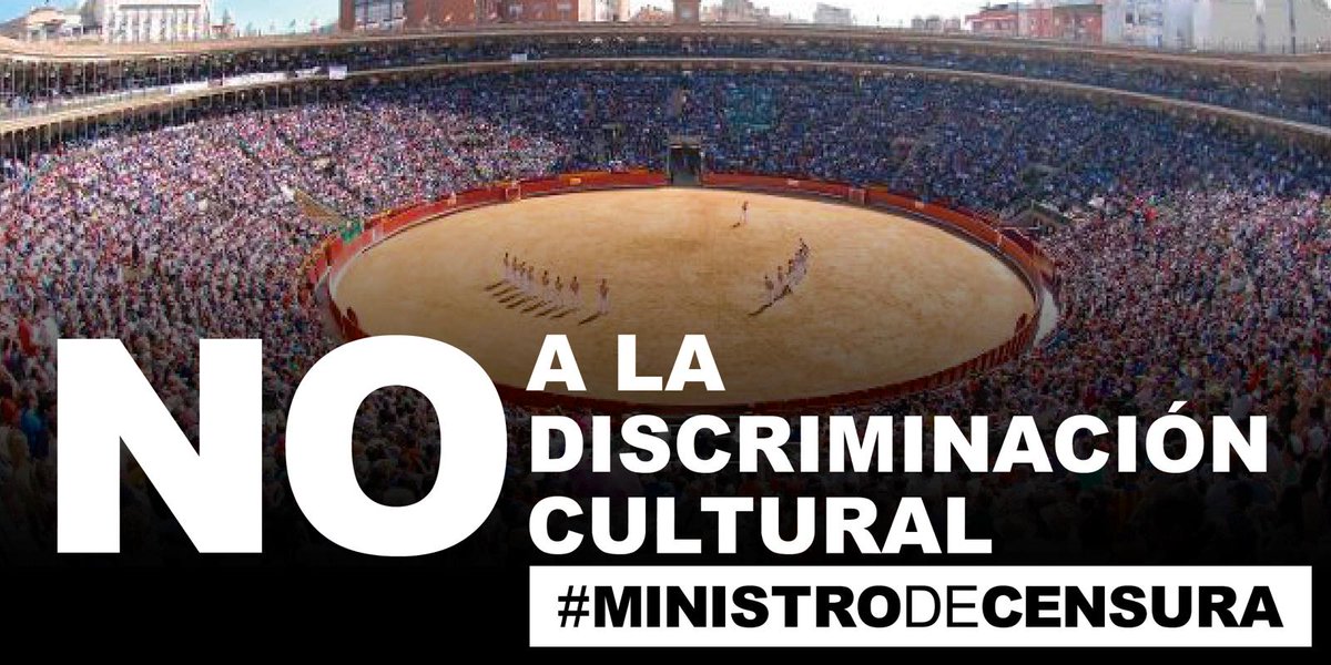¡Basta ya! Esto es intolerable. NO se discrimina la cultura por lo tanto, NO se discrimina la tauromaquia. 
#libertad #MinistrodeCensura <a href="/culturagob/">Ministerio de Cultura</a> <a href="/jmrdezuribes/">José Manuel Rodríguez Uribes</a>