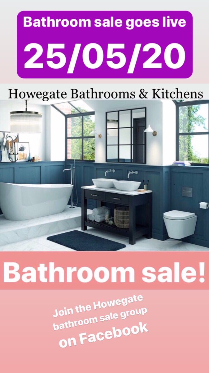 howegate's tweet image. Bathroom sale goes live on Monday 25/05/20 via Facebook. Join our group and view the offers through the photo albums. 

facebook.com/groups/2559056…