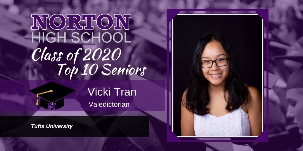Join us in celebrating our Class of 2020 Top 10 Seniors! Today's Senior is Valedictorian Vicki Tran. Vicki will be attending Tufts University in the fall. Congratulations Vicki! norton.k12.ma.us/district-news/… #ClassOf2020 #LancerPride #NPSPride