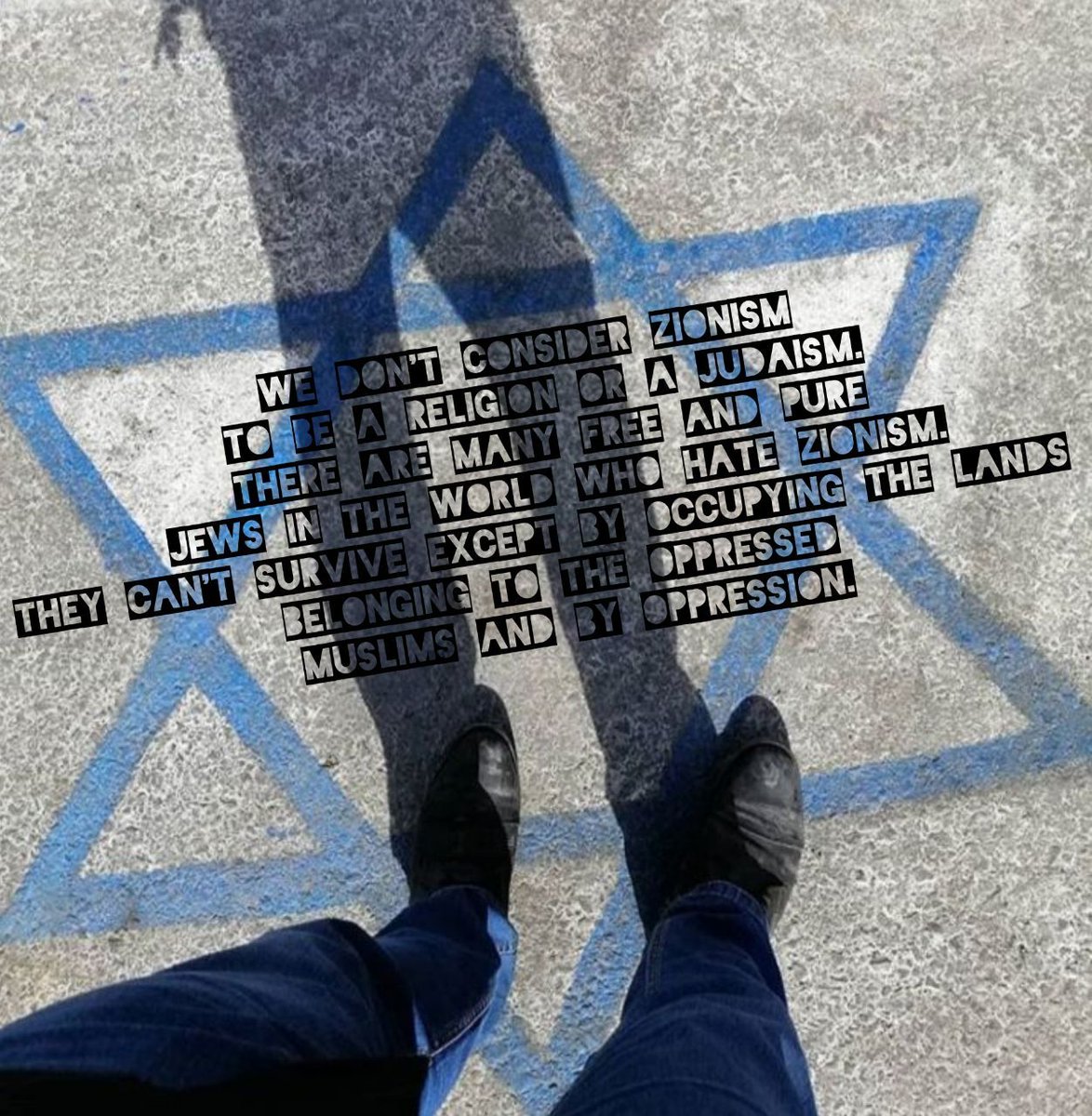 SSunngirll's tweet photo. We don't consider zionism to be a religion or a judaism. There are many free and pure jews in the world who hate zionism.
They can't survive except by occupying the lands belonging to the oppressed Muslims and by oppression.

#QudsDay
#Palestine https://t.co/xKvKEF7Q40