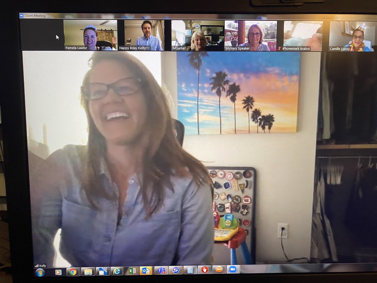 LRAInsurance's tweet image. James called a very “important” zoom meeting this morning and secretly had everyone surprise our CFO Kelly for her birthday. 

Happy birthday Kelly!!

Comment who you think may be dressed up as Shrek 😂