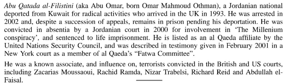 Zacarias Moussaoui was a known associate of, and influenced by, Abu Qatada according to this 2012 'Roots of Violent Radicalisation"  @CommonsHomeAffs report.  https://twitter.com/concretemilk/status/1263544309493780481