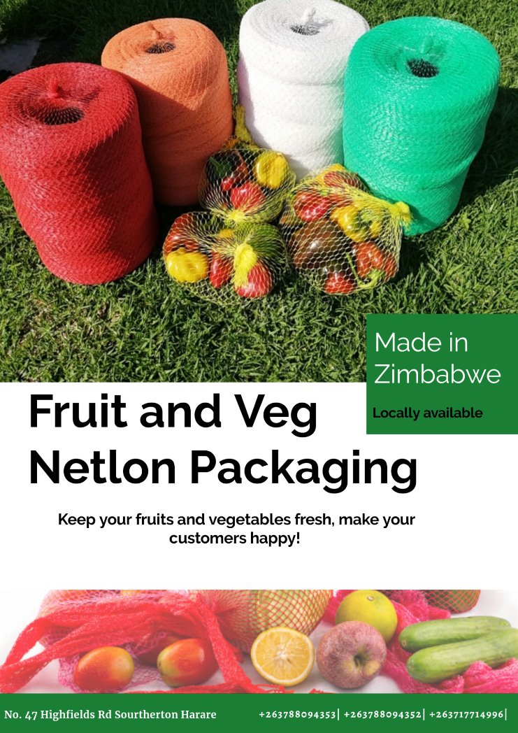 VanleerZimbabwe's tweet photo. Netlon Packaging is locally available at #VanLeerZimbabwe.
They are for packing fruits and vegetables upto 3kg. The open net structure allows for full breathing and aeration of the fruits/vegetables.
#NetlonPackaging #farming #fruitsandvegpackaging
#agribusiness #urbanfarming https://t.co/3U4RgSazgm