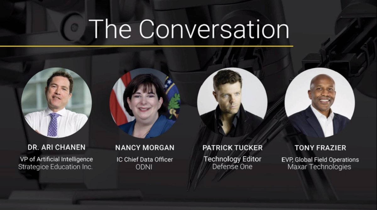 INSAlliance's tweet image. This afternoon&apos;s #HumanMachineTeam webcast focused on building an #IC workforce that&apos;s ready to meet #AI demands. The exciting insights offered by the panel (including INSA Board member Tony Frazier) &amp;amp; timely questions from the audience made the conversation especially engaging!