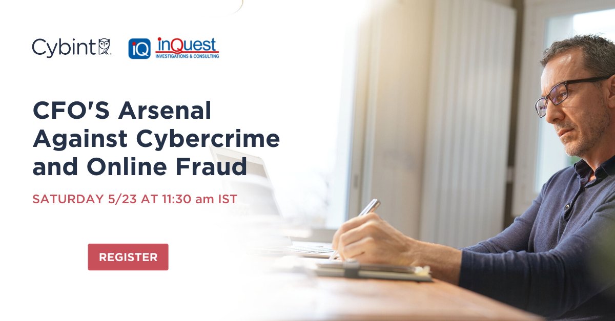 Roy Zur, Cybint CEO, will be presenting this Saturday with inQuest about #cybercrime, finance, and why CFOs need #cybersecurity skills. Register now to reserve a spot!
hubs.ly/H0qLn3T0