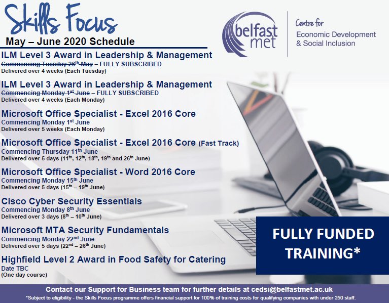 e3_belfastmet's tweet image. Our #SupportforBusiness team are tweeting along this evening for #Belfasthour. Tweet/DM us any questions you have about our #Innovation support, our #freetraining courses for private companies with less than 250 employees or our #WebinarWednesdays series. #NoQAtCuan #freeevent