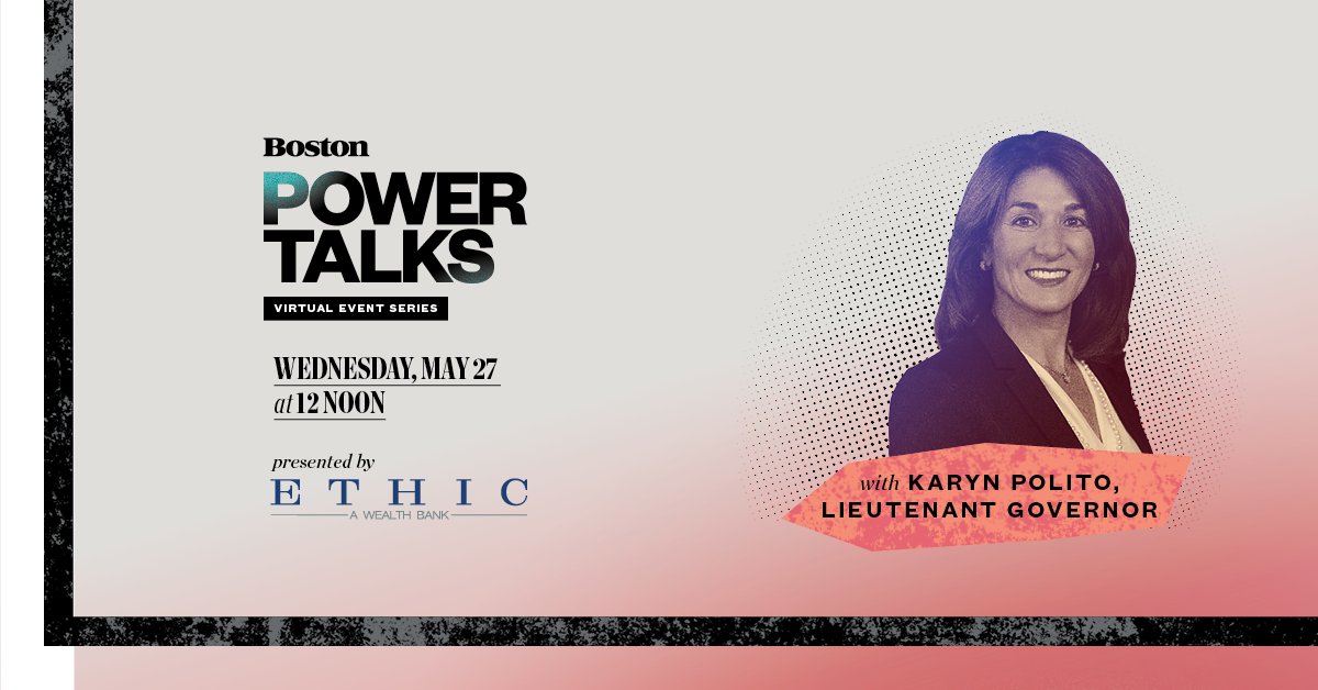 BostonMagEvents's tweet photo. Join us for a live chat with Lieutenant Governor Karyn Polito on May 27th at 12pm. Register Here: https://t.co/amKdOpbcUI https://t.co/JAFr891EQb
