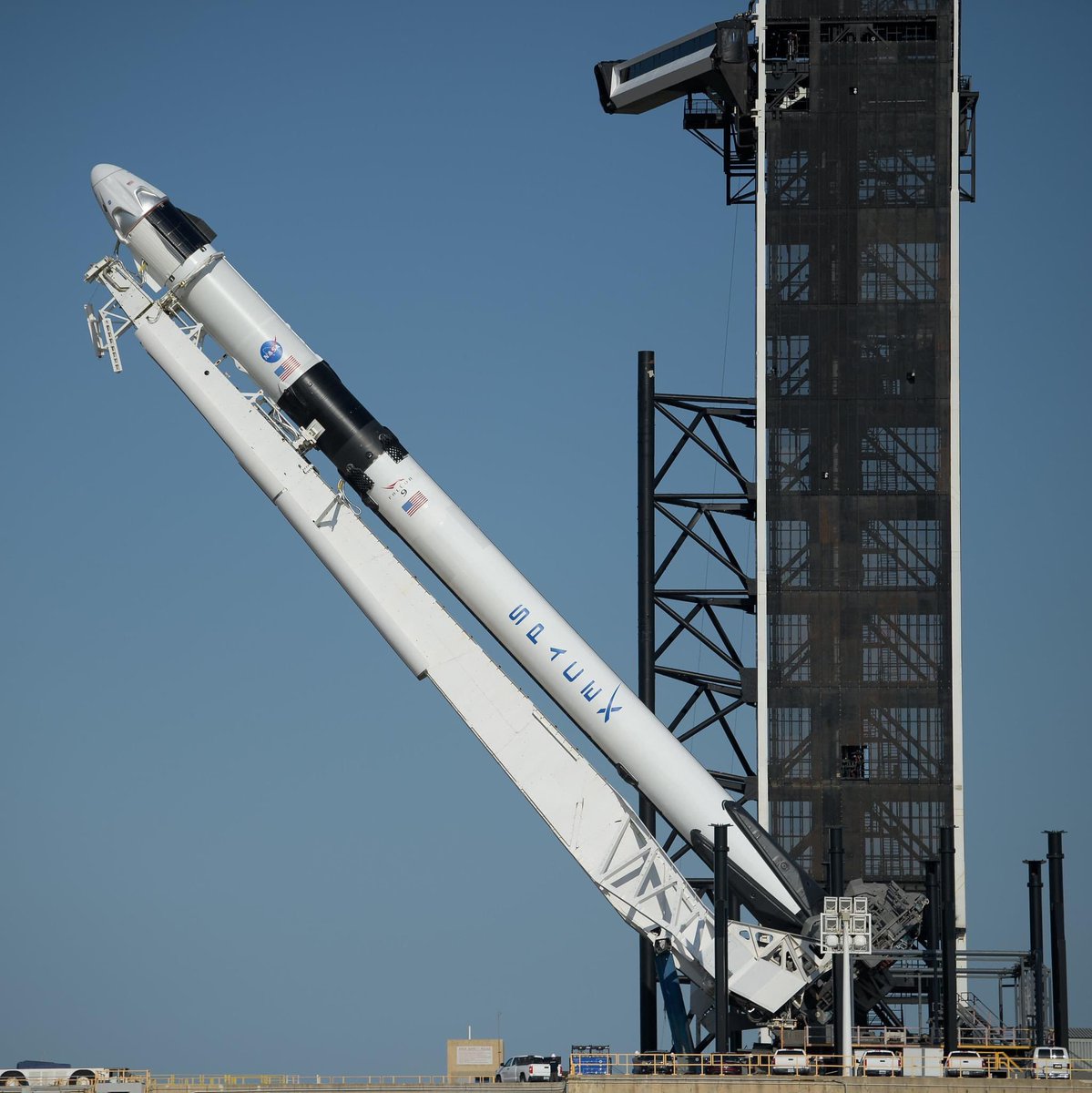 crew_launch's tweet photo. What is the secret to knowing if you’re looking at the correct booster for DM2? Do you know? It’s an item NASA hasn’t used in quite a long time. Take a guess!
#DM2 https://t.co/5paKVtFlFJ